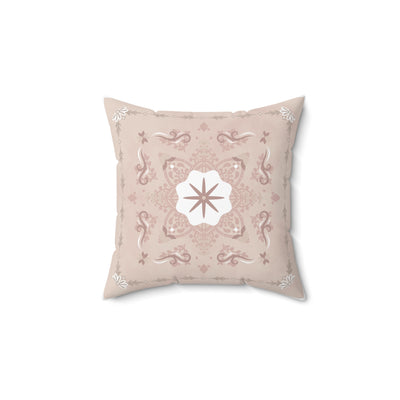 Boho Floral Bandana Throw Pillow — Blush Decorative Accent