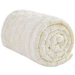 Wellfeel Knitted Weighted Blanket for Adult No Beads Heavy Blanket 50” x 60 10lbs Breathable Chunky Knit Blanket Cooling Weighted Blanket for Hot Sleepers Christmas Home Decor (Ivory White)